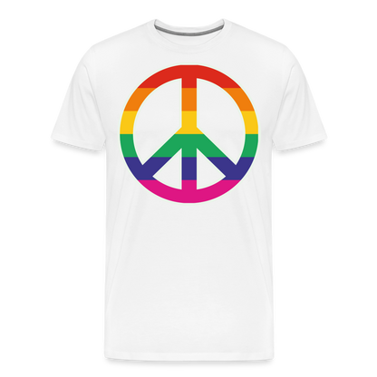 Männer Premium T-Shirt - Regenbogen - Peace - Friedenszeichen - weiß