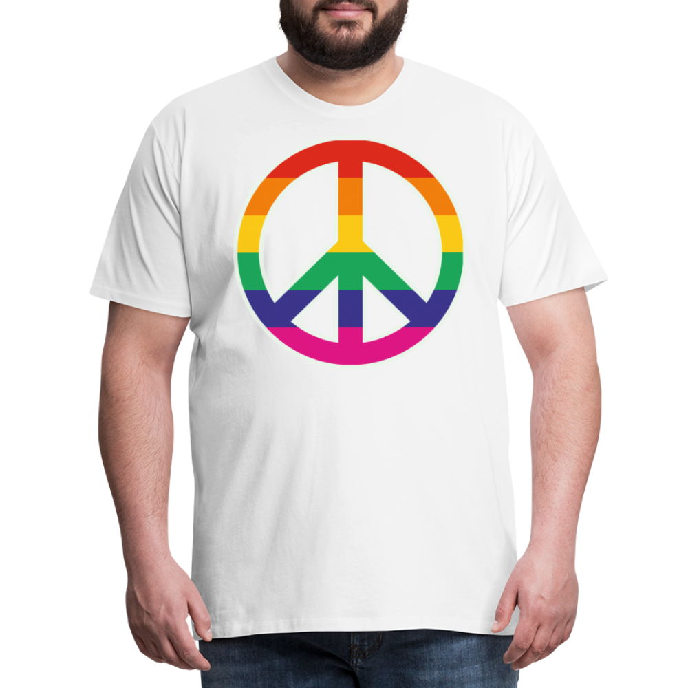 Männer Premium T-Shirt - Regenbogen - Peace - Friedenszeichen - weiß