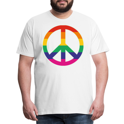 Männer Premium T-Shirt - Regenbogen - Peace - Friedenszeichen - weiß