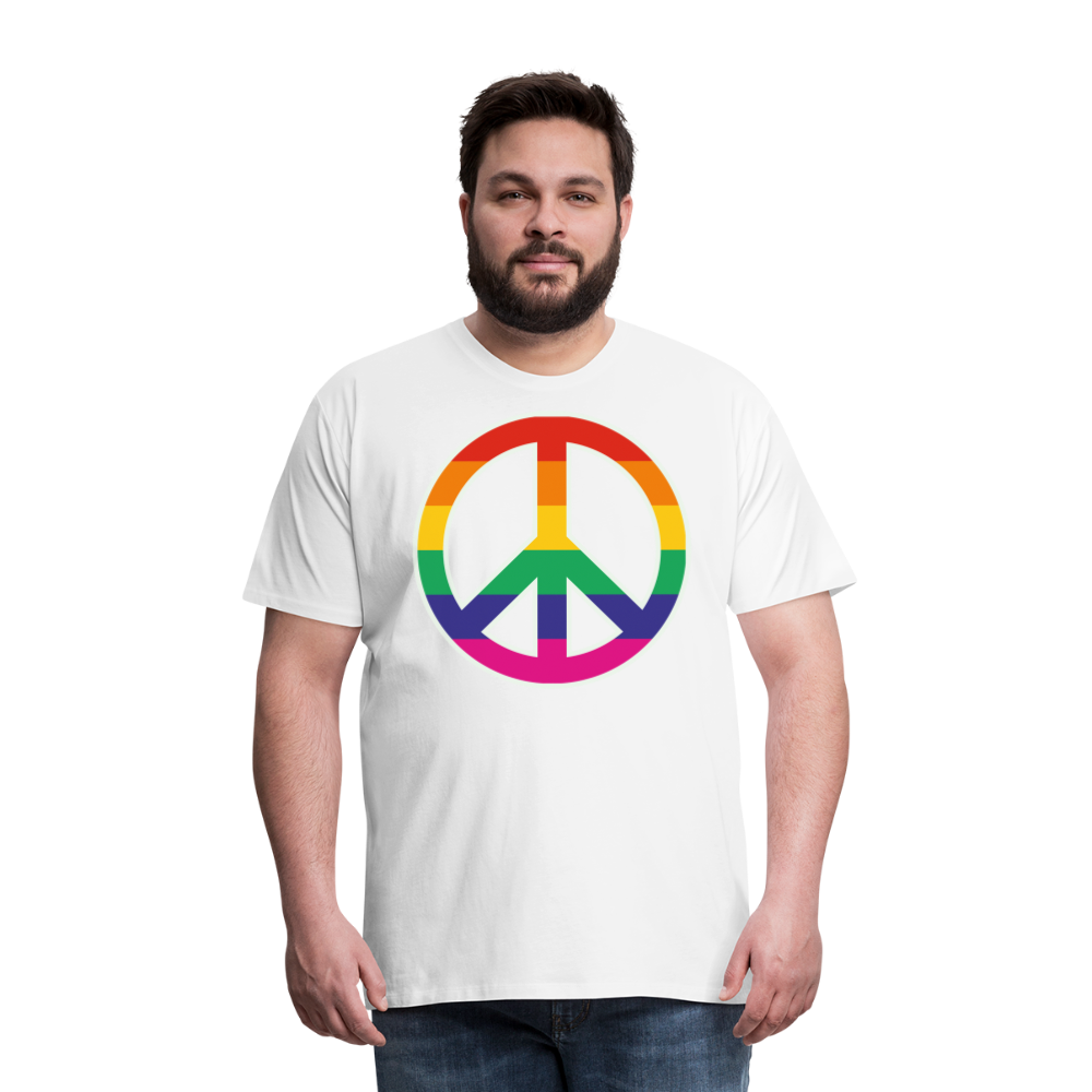 Männer Premium T-Shirt - Regenbogen - Peace - Friedenszeichen - weiß