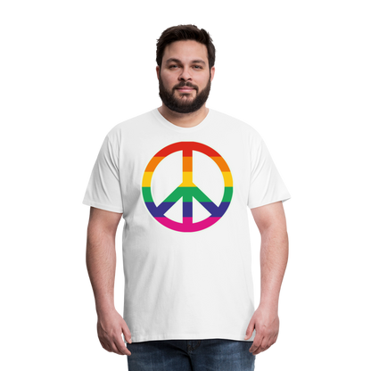 Männer Premium T-Shirt - Regenbogen - Peace - Friedenszeichen - weiß