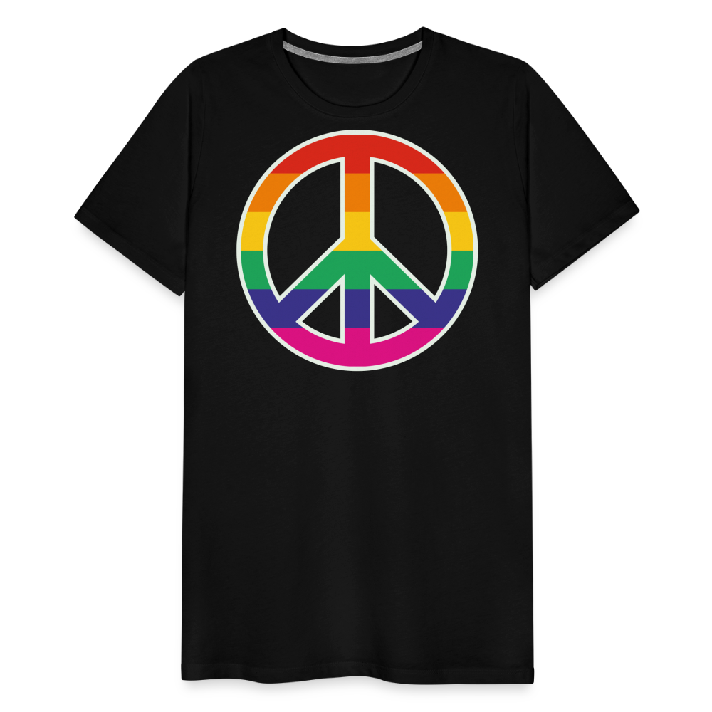 Männer Premium T-Shirt - Regenbogen - Peace - Friedenszeichen - Schwarz