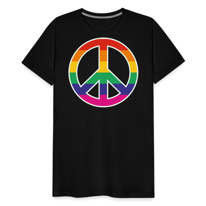 Männer Premium T-Shirt - Regenbogen - Peace - Friedenszeichen - Schwarz