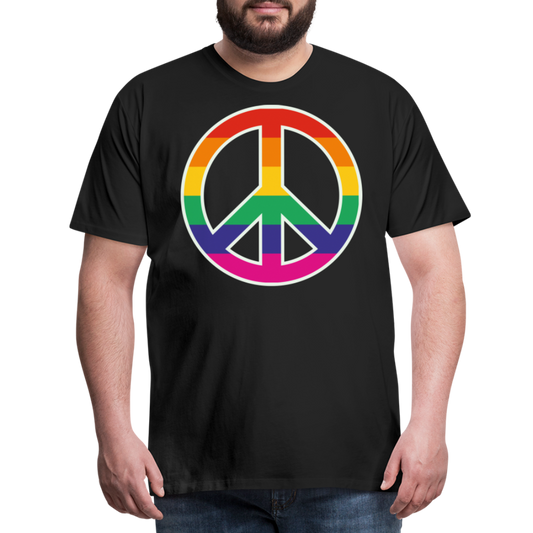 Männer Premium T-Shirt - Regenbogen - Peace - Friedenszeichen - Schwarz