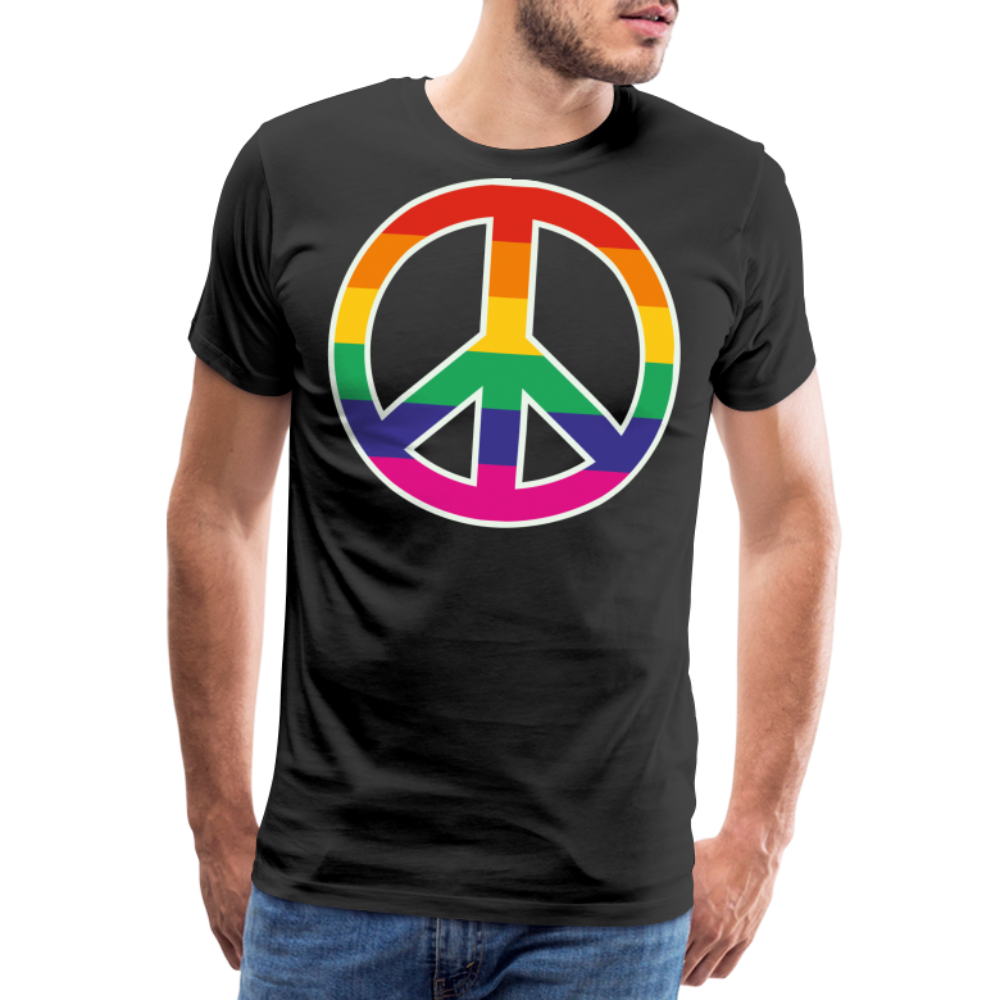 Männer Premium T-Shirt - Regenbogen - Peace - Friedenszeichen - Schwarz