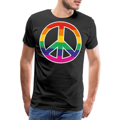 Männer Premium T-Shirt - Regenbogen - Peace - Friedenszeichen - Schwarz