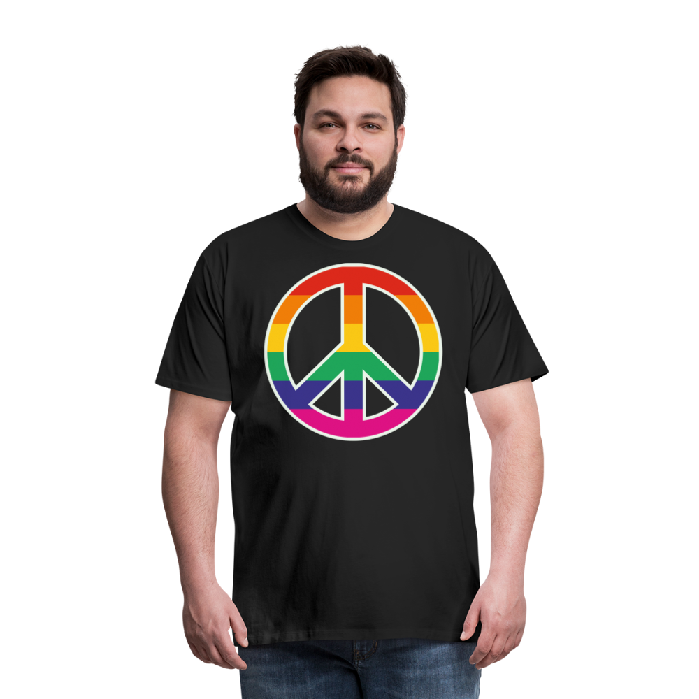 Männer Premium T-Shirt - Regenbogen - Peace - Friedenszeichen - Schwarz