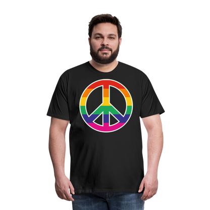 Männer Premium T-Shirt - Regenbogen - Peace - Friedenszeichen - Schwarz