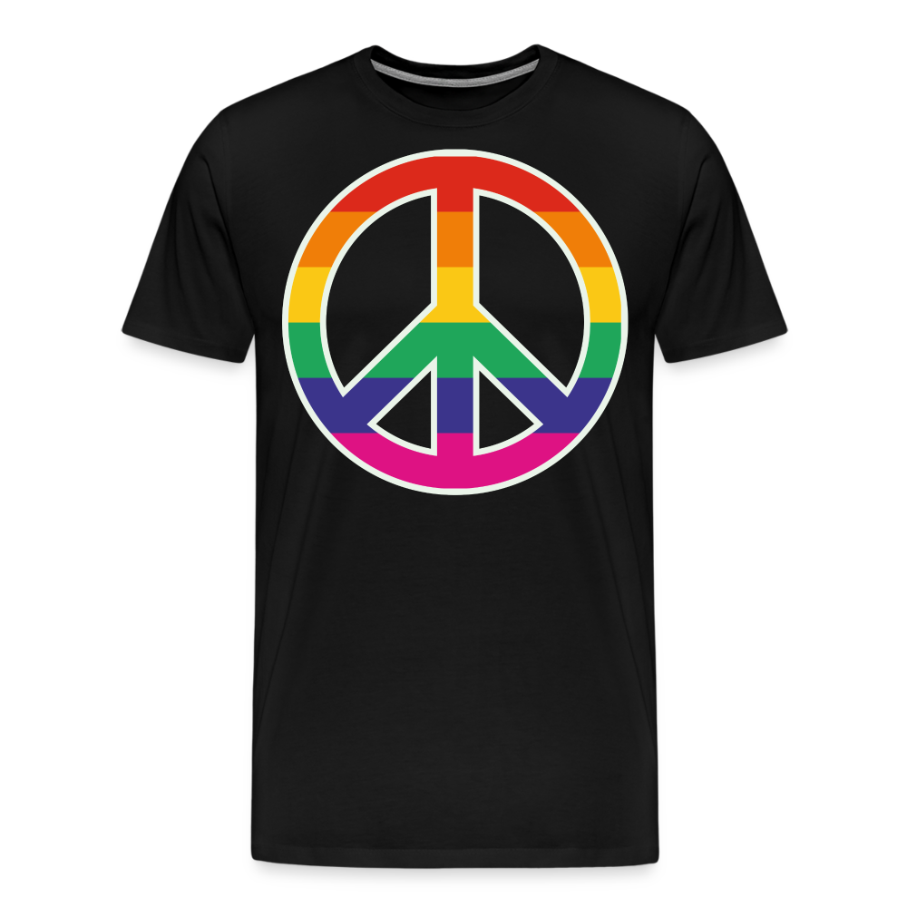 Männer Premium T-Shirt - Regenbogen - Peace - Friedenszeichen - Schwarz