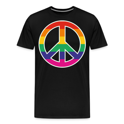 Männer Premium T-Shirt - Regenbogen - Peace - Friedenszeichen - Schwarz