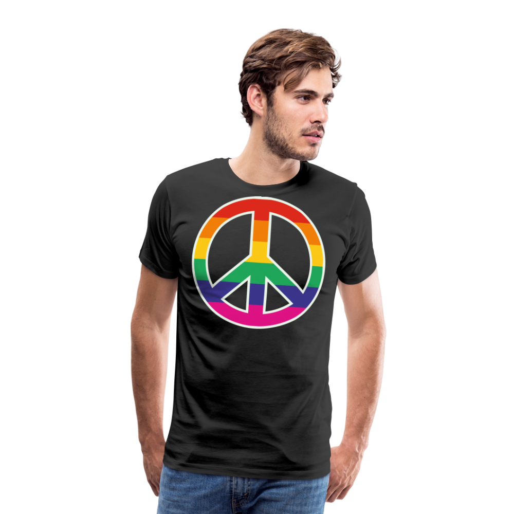 Männer Premium T-Shirt - Regenbogen - Peace - Friedenszeichen - Schwarz