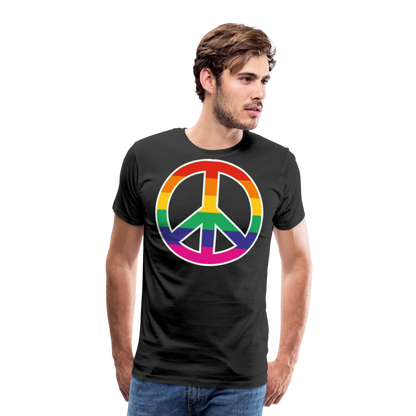 Männer Premium T-Shirt - Regenbogen - Peace - Friedenszeichen - Schwarz