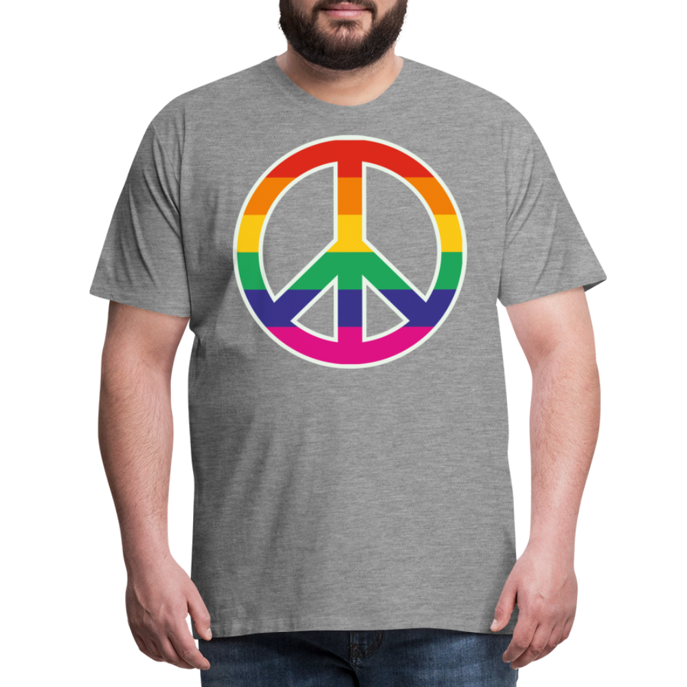 Männer Premium T-Shirt - Regenbogen - Peace - Friedenszeichen - Grau meliert