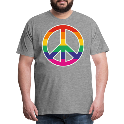 Männer Premium T-Shirt - Regenbogen - Peace - Friedenszeichen - Grau meliert