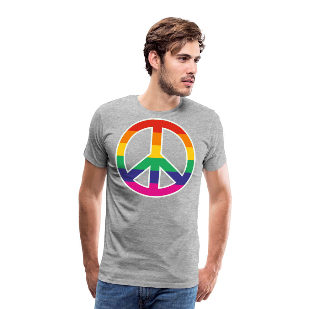 Männer Premium T-Shirt - Regenbogen - Peace - Friedenszeichen - Grau meliert