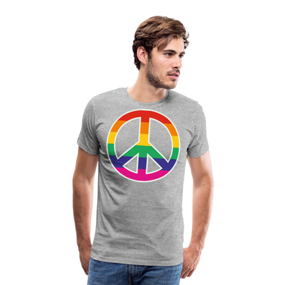 Männer Premium T-Shirt - Regenbogen - Peace - Friedenszeichen - Grau meliert