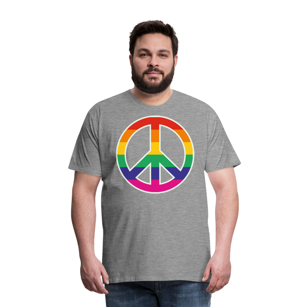 Männer Premium T-Shirt - Regenbogen - Peace - Friedenszeichen - Grau meliert