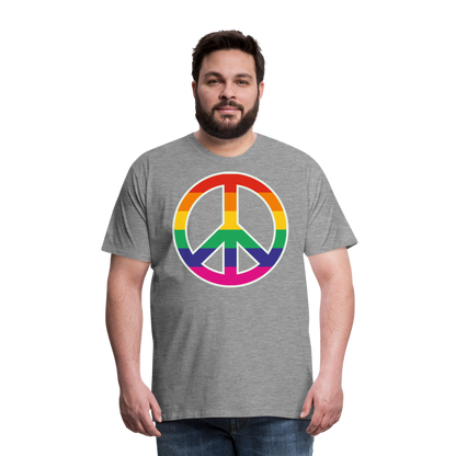 Männer Premium T-Shirt - Regenbogen - Peace - Friedenszeichen - Grau meliert