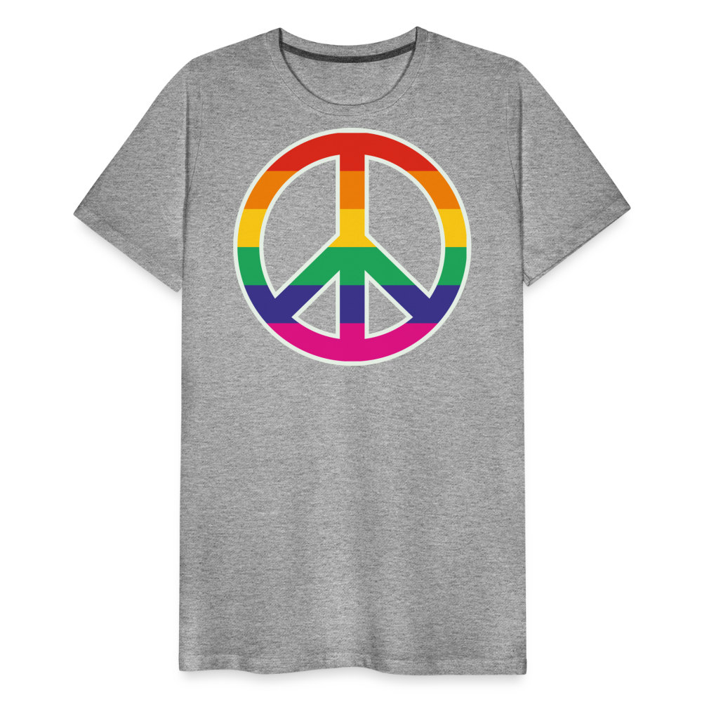 Männer Premium T-Shirt - Regenbogen - Peace - Friedenszeichen - Grau meliert