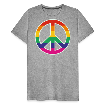 Männer Premium T-Shirt - Regenbogen - Peace - Friedenszeichen - Grau meliert