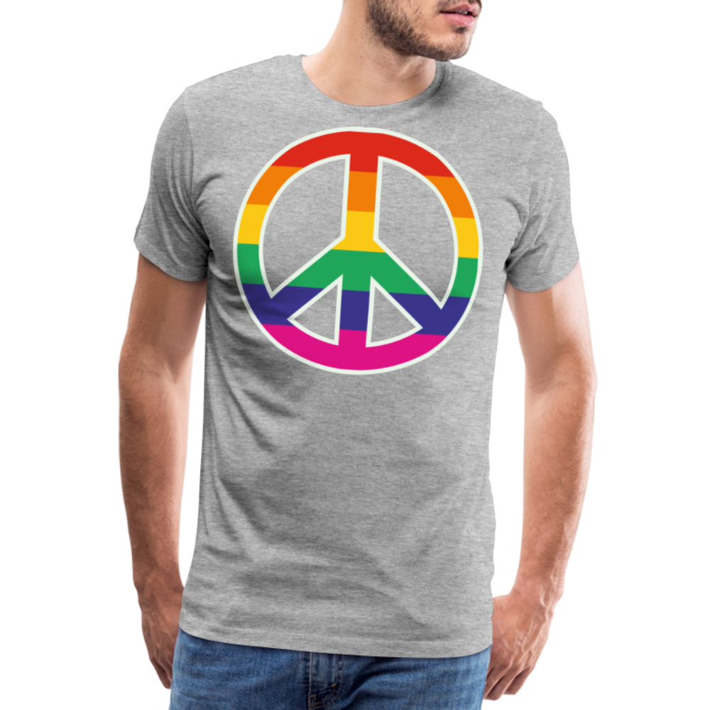 Männer Premium T-Shirt - Regenbogen - Peace - Friedenszeichen - Grau meliert