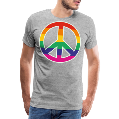 Männer Premium T-Shirt - Regenbogen - Peace - Friedenszeichen - Grau meliert