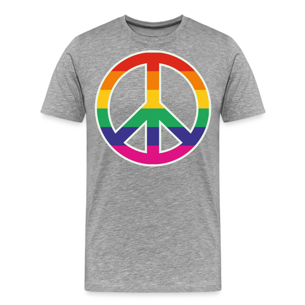 Männer Premium T-Shirt - Regenbogen - Peace - Friedenszeichen - Grau meliert