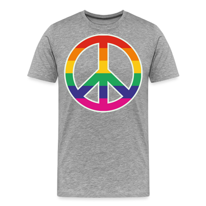 Männer Premium T-Shirt - Regenbogen - Peace - Friedenszeichen - Grau meliert