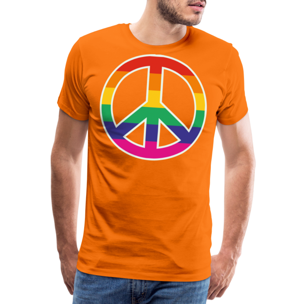 Männer Premium T-Shirt - Regenbogen - Peace - Friedenszeichen - Orange