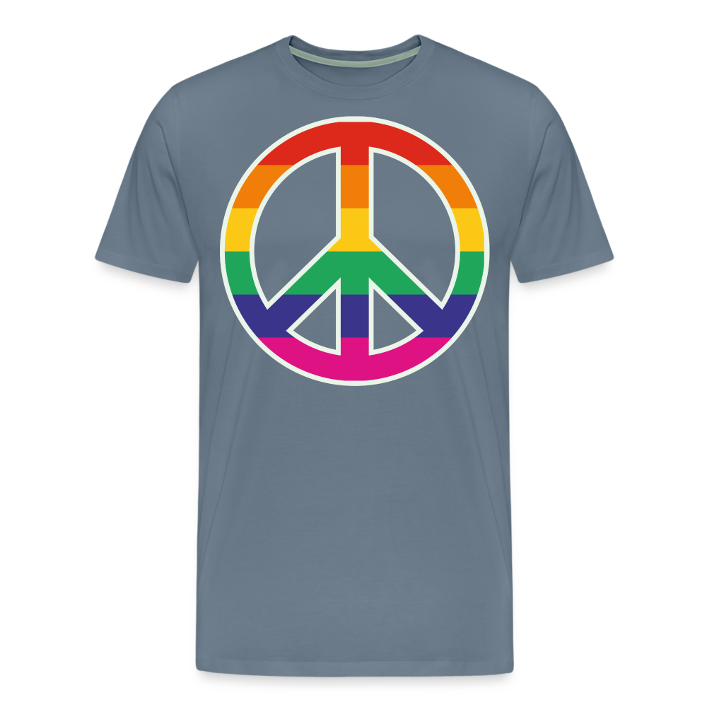 Männer Premium T-Shirt - Regenbogen - Peace - Friedenszeichen - Blaugrau