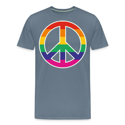 Männer Premium T-Shirt - Regenbogen - Peace - Friedenszeichen - Blaugrau