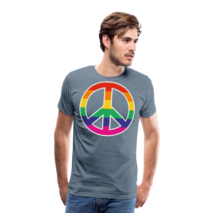 Männer Premium T-Shirt - Regenbogen - Peace - Friedenszeichen - Blaugrau