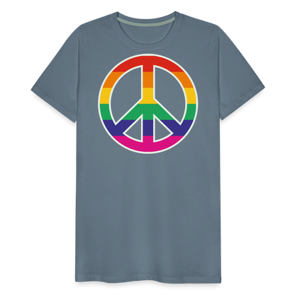 Männer Premium T-Shirt - Regenbogen - Peace - Friedenszeichen - Blaugrau