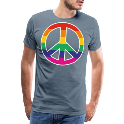 Männer Premium T-Shirt - Regenbogen - Peace - Friedenszeichen - Blaugrau