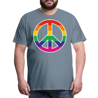 Männer Premium T-Shirt - Regenbogen - Peace - Friedenszeichen - Blaugrau