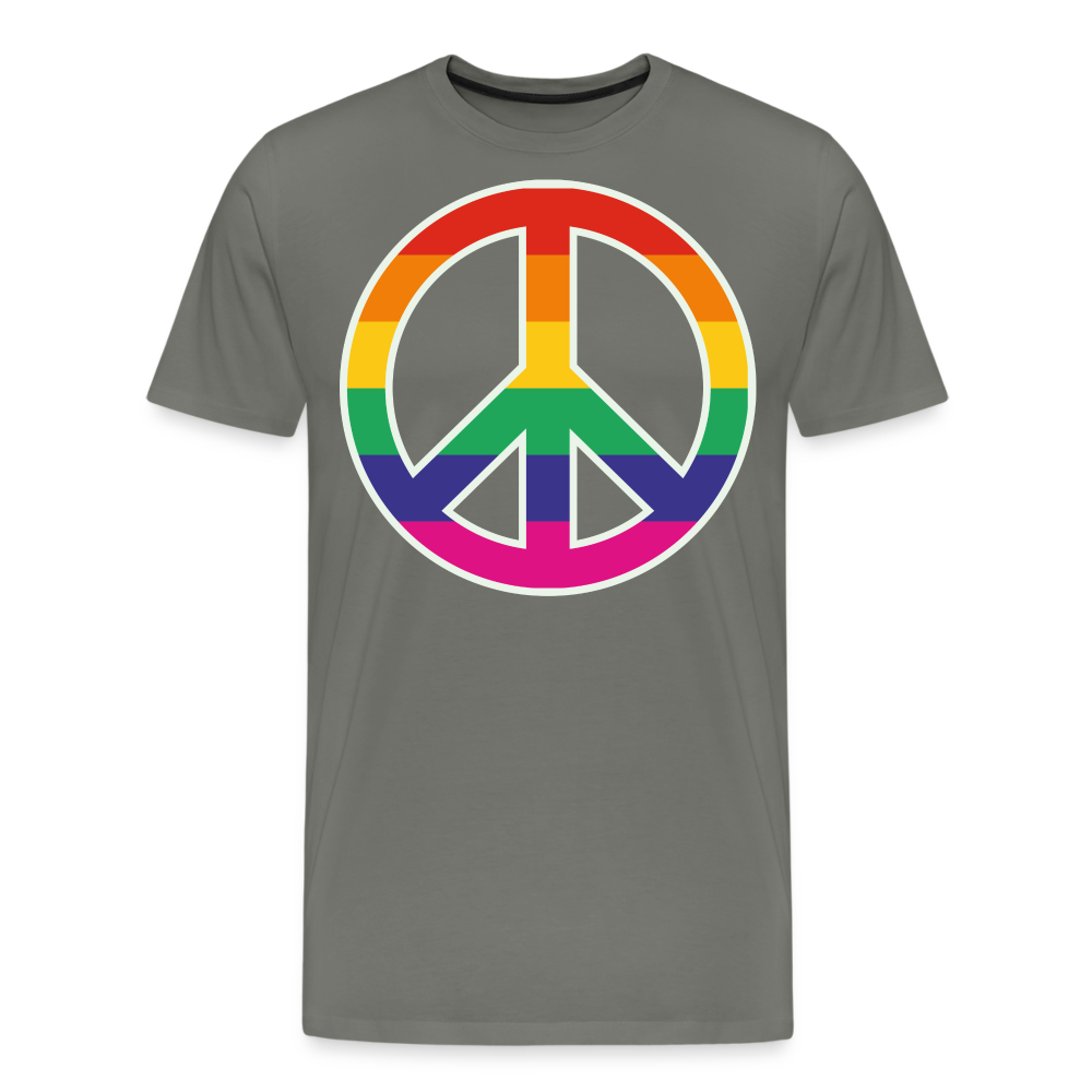 Männer Premium T-Shirt - Regenbogen - Peace - Friedenszeichen - Asphalt