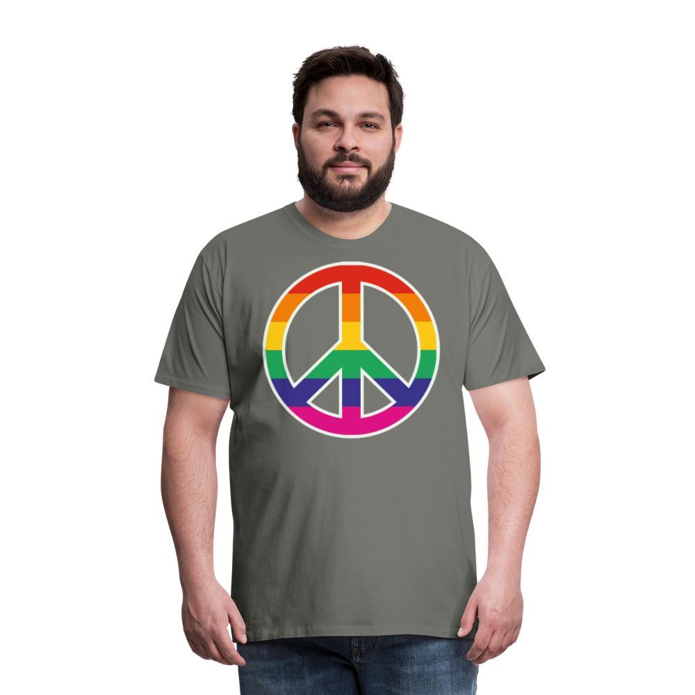 Männer Premium T-Shirt - Regenbogen - Peace - Friedenszeichen - Asphalt