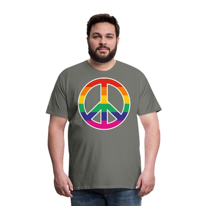 Männer Premium T-Shirt - Regenbogen - Peace - Friedenszeichen - Asphalt