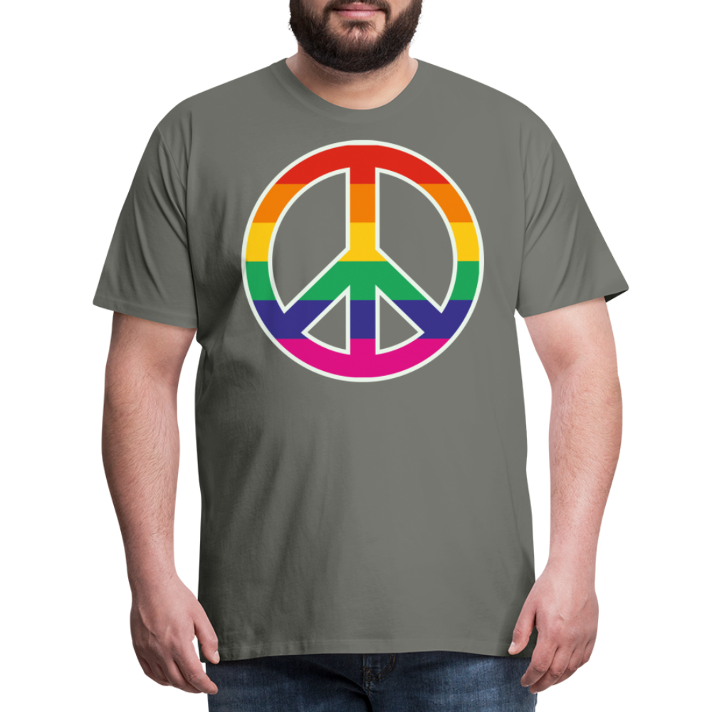 Männer Premium T-Shirt - Regenbogen - Peace - Friedenszeichen - Asphalt