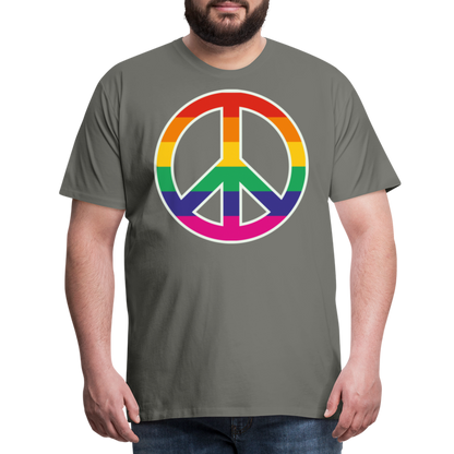 Männer Premium T-Shirt - Regenbogen - Peace - Friedenszeichen - Asphalt