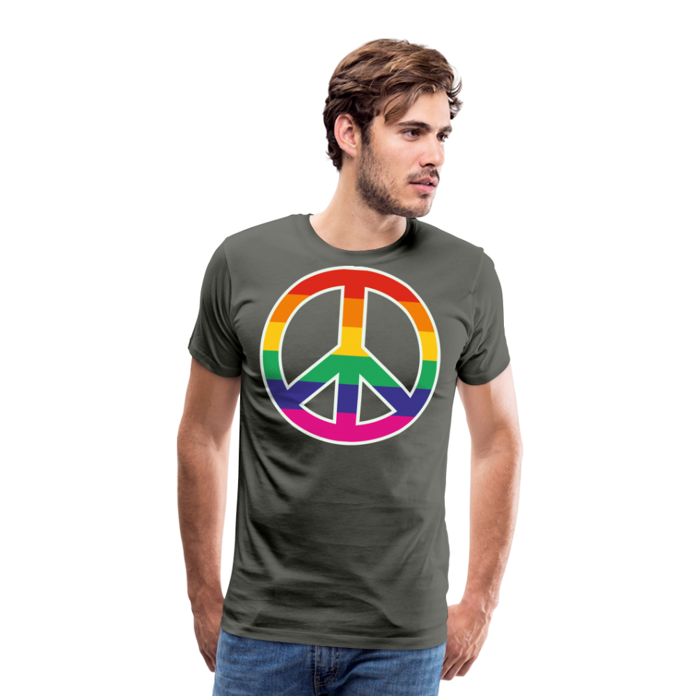 Männer Premium T-Shirt - Regenbogen - Peace - Friedenszeichen - Asphalt