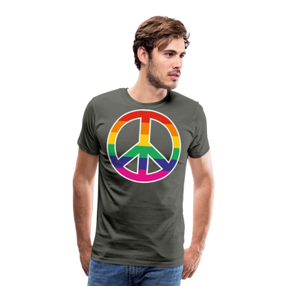 Männer Premium T-Shirt - Regenbogen - Peace - Friedenszeichen - Asphalt