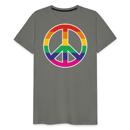 Männer Premium T-Shirt - Regenbogen - Peace - Friedenszeichen - Asphalt