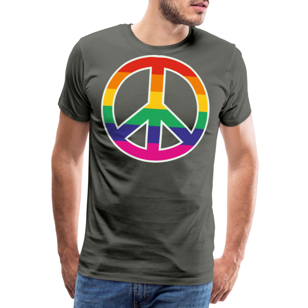 Männer Premium T-Shirt - Regenbogen - Peace - Friedenszeichen - Asphalt