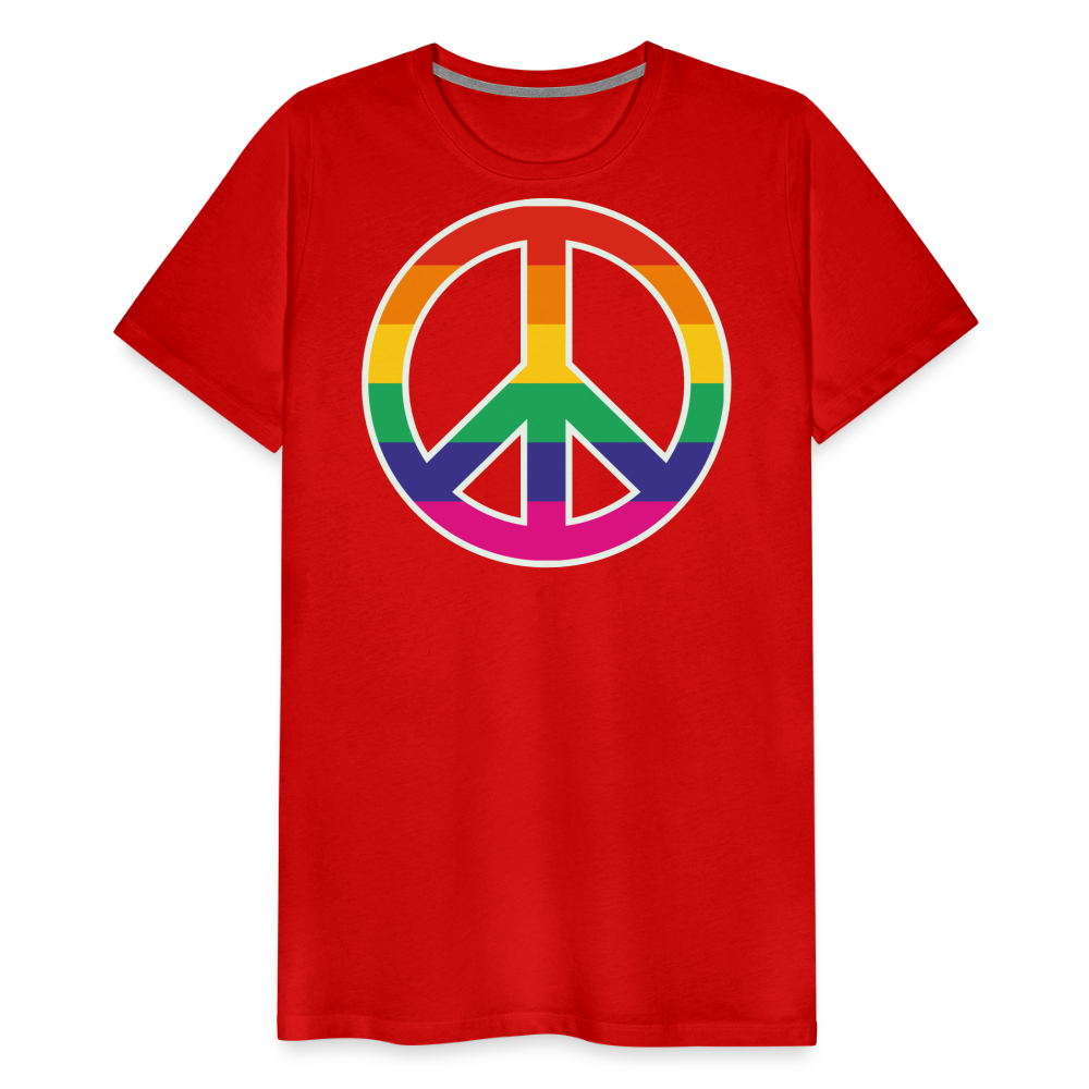 Männer Premium T-Shirt - Regenbogen - Peace - Friedenszeichen - Rot