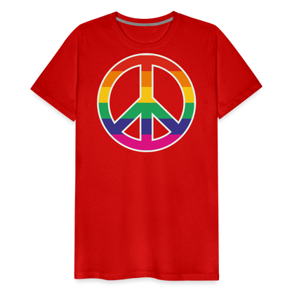 Männer Premium T-Shirt - Regenbogen - Peace - Friedenszeichen - Rot