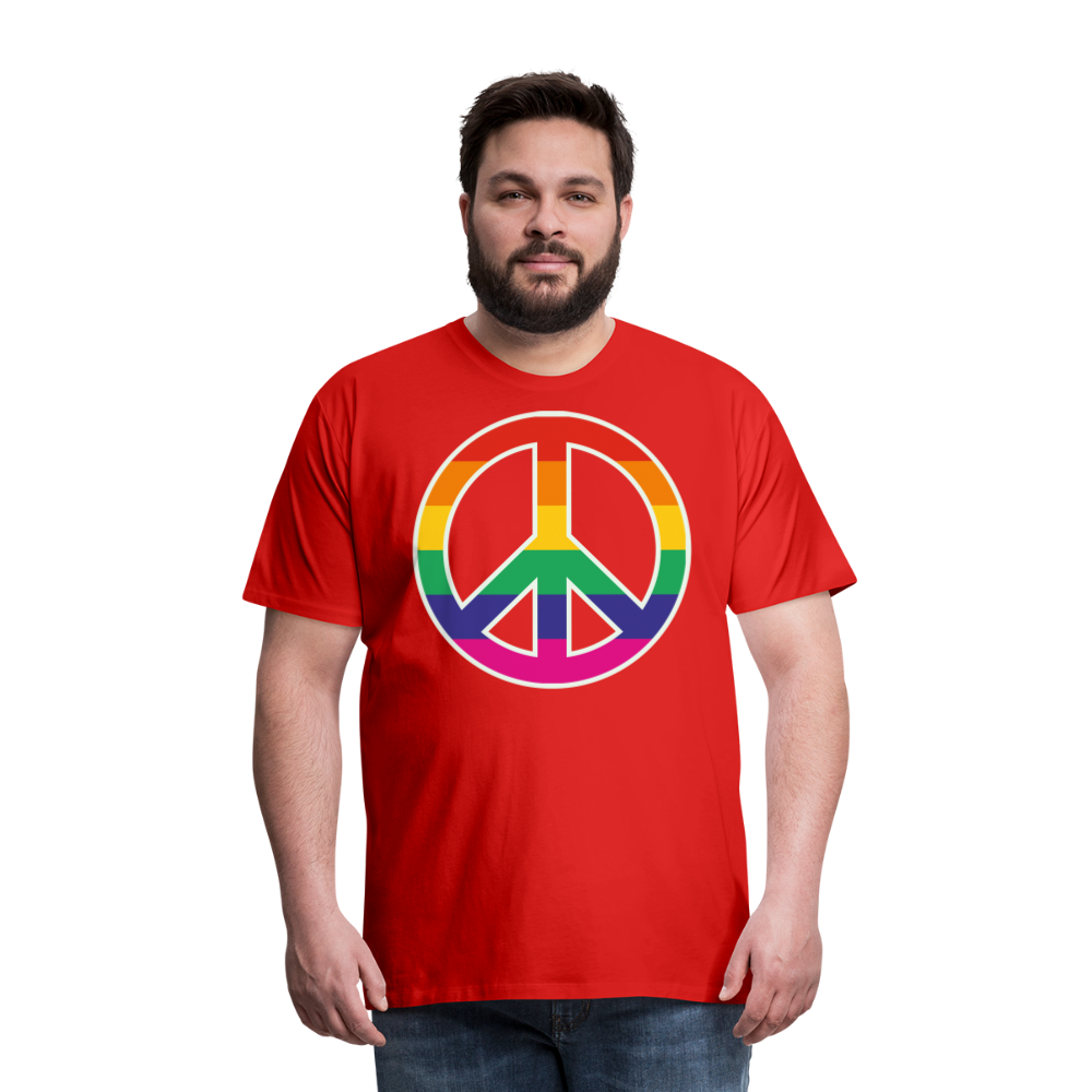 Männer Premium T-Shirt - Regenbogen - Peace - Friedenszeichen - Rot