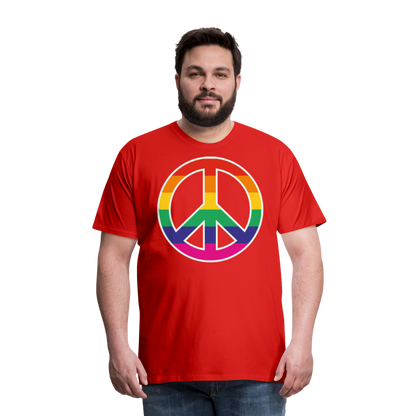 Männer Premium T-Shirt - Regenbogen - Peace - Friedenszeichen - Rot