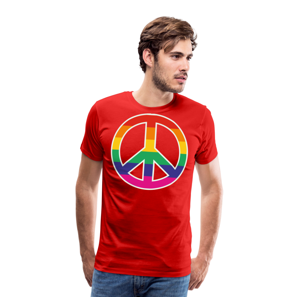 Männer Premium T-Shirt - Regenbogen - Peace - Friedenszeichen - Rot