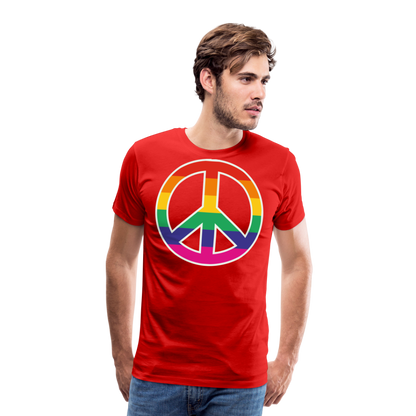 Männer Premium T-Shirt - Regenbogen - Peace - Friedenszeichen - Rot